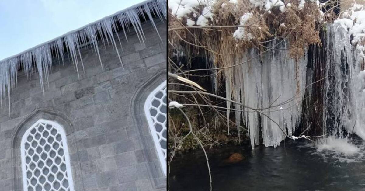 Doğu Anadolu’da göletler dondu, binalarda buz sarkıtı oluştu